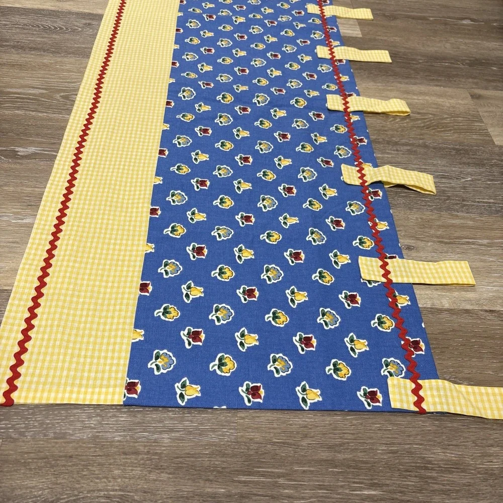 Cottagecore Handmade Blue Yellow Red Valance Gingham Rick Rack Floral 78